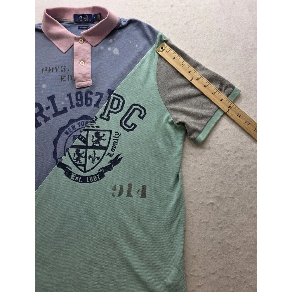 Polo Ralph Lauren Men's Patchwork Multi-colored Short Sleeve Polo Shirt. Size M